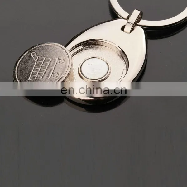 Supermarket Metal Shopping Cart Coin Holder Keychain photo-3