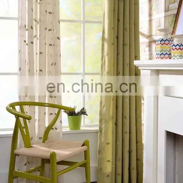 Fantasy Leaf Pattern Elegant Plain Embroidered Texture Linen Curtain for Decor photo-2
