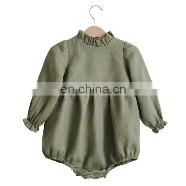 Baby Fashion Clothes Ruffle CollarPrincess Long Sleeve Linen Romper photo-5