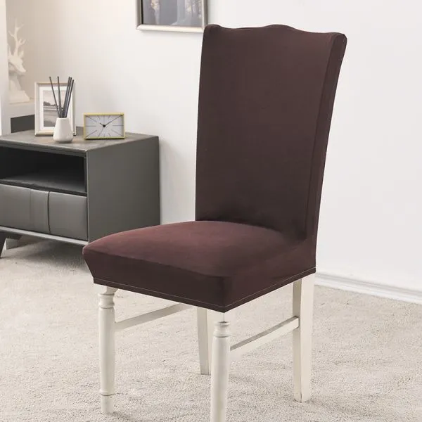 Gold Brushed Stretch Dining Room Chair Covers Soft Removable Dining Chair Slipcovers photo-4