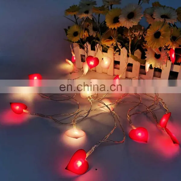 Romantic Bedroom Wedding Party Decoration 20 LEDS Cloth Heart Shape Mini Fairy String Light photo-6