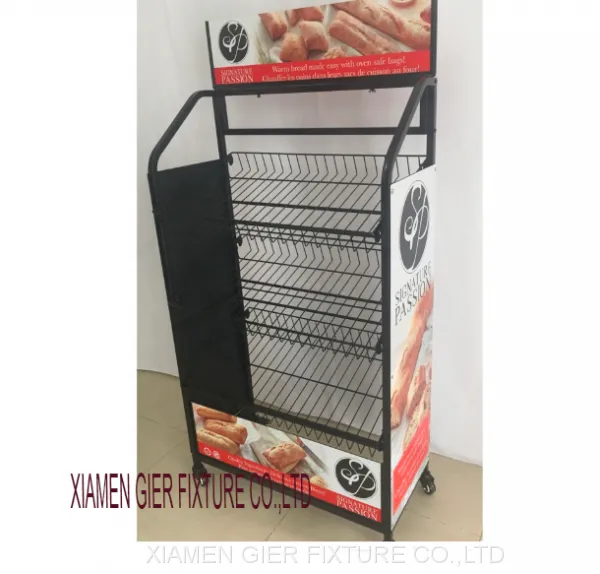 Metal Mesh Basket Shelf Bakery Removable Tiered Bread Wire Display Rack photo-5