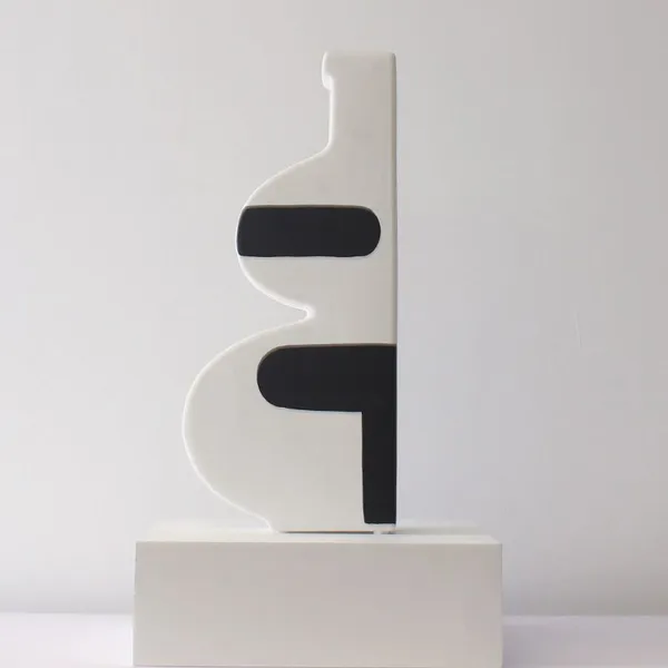 Letter Creative Geometry Modern Minimalism Fashion White Black Ceramic Plant Vase For Office Decor photo-4