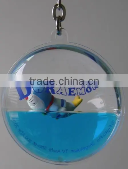 Promotional Round Shaped With 3D Fish Inside Acrylic Keychain, Wholesale Plastic Keyring photo-3