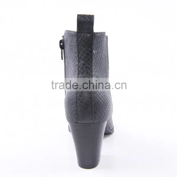 Snake Print Upper Material New Design Cheap Cowboy Safety Side Zipper Ankle Boots photo-5
