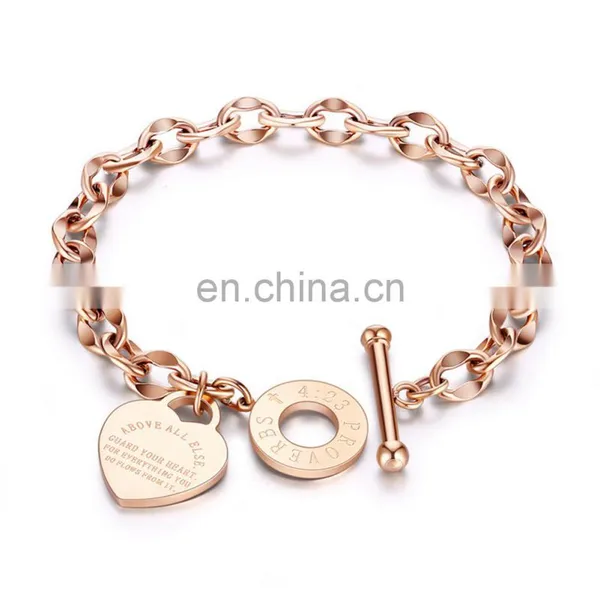 Romantic Creative Chinese Factory, Custom Heart Pendant Rose Gold Plated Chain Bracelet Women Jewelry For Party/ photo-2