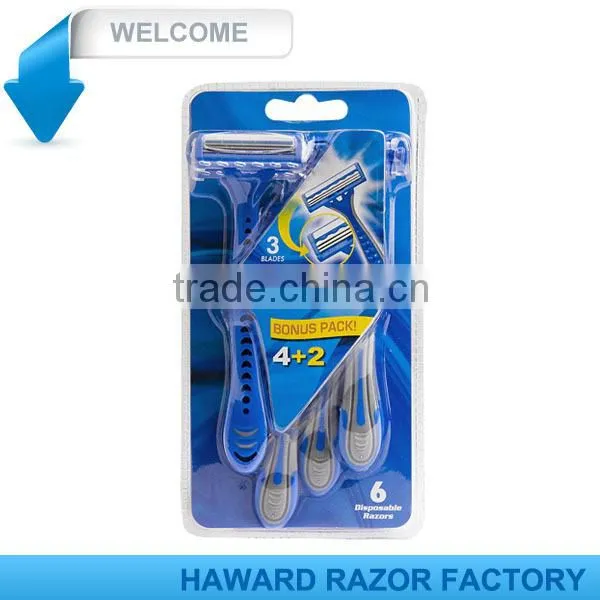 D316L Blister Pack Triple Blade ABS Rubber Handle Men Razor photo-3