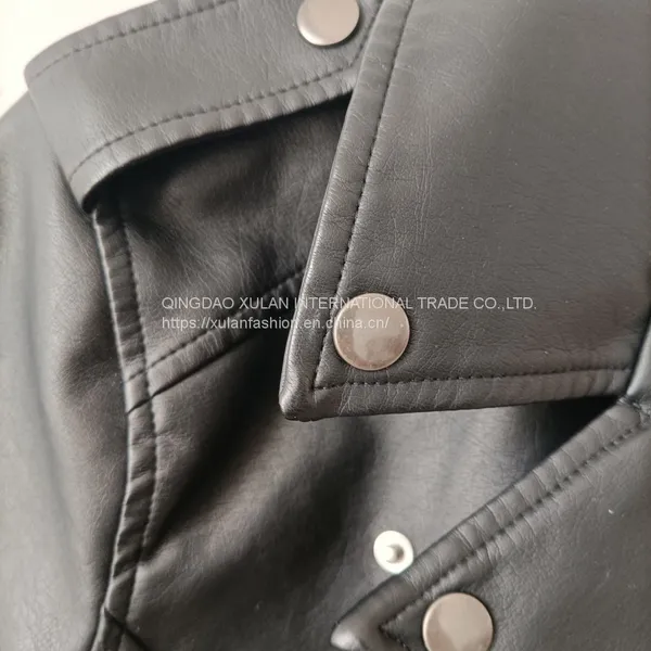 Spring/Autumn Women's Washed Eco Leather Motorcycle Biker Jacket photo-2