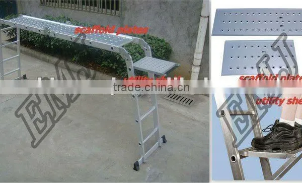 Multi-Purpose Ladder With Utility Shelf and Scaffold Plates photo-2