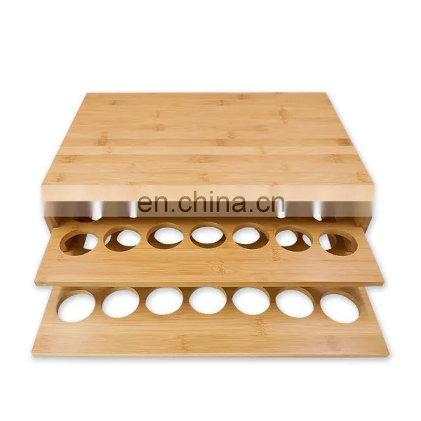 Bamboo 2 Tiers Coffee Capsules Pod Holder Coffee Capsules Storage Organizer Stand