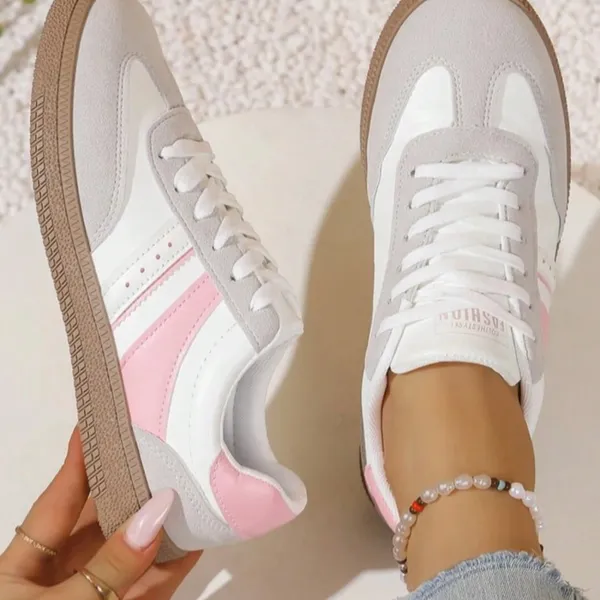 Wholesale Women Breathable Vulcanized Shoes Pink Zapatillas Girls Sneakers Fashion Breathable Mesh Casual Walking Shoes Female Work Shoes photo-3