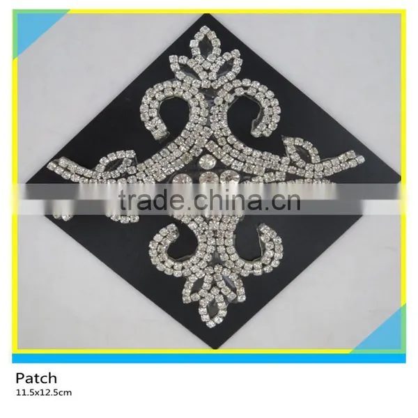 Hotfix AB Crystal Rhinestone Patch Clear Rhinestone Chain Flower Applique 8.5x8.5cm photo-6