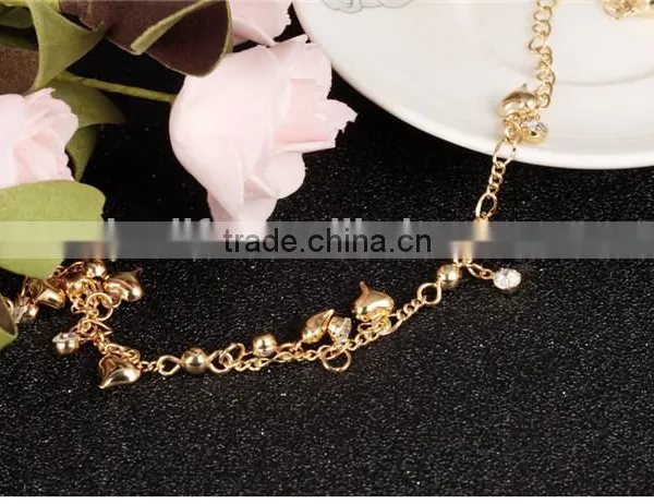 2016 Latest Style Stainless Steel Love&crystal Gold Anklet Designs photo-5