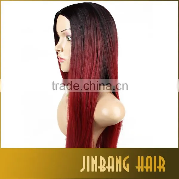 Black Burgundy Ombre Long Straight Lolita Cosplay Wig For Fashion photo-2