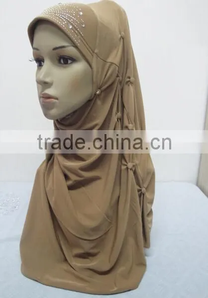 H293 Latest Muslim Hijab With Buttons,muslim Scarf photo-6