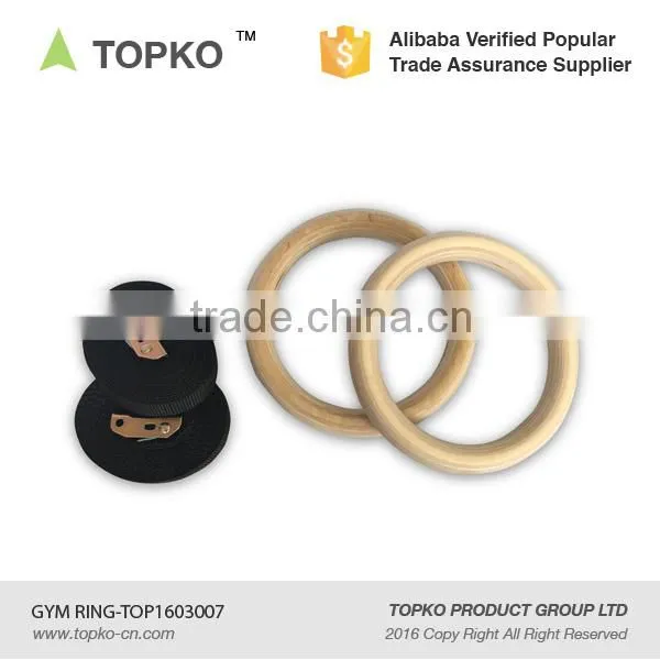 TOPKO Crossfit Gym Rings Wooden Gym Rings With Strap And Flexible Buckles photo-5