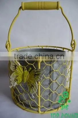 Colorful Round Mesh Wire Basket With Zinc Pot photo-2