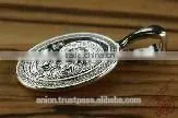 Silver 925 Oval Pendant Icon of St. Mary. Russian Style. Burnished Silver photo-3