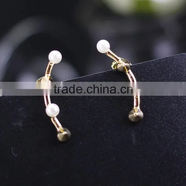 Kingman Fashion 18K Gold Puddles Big Fake Pearl Earring photo-5