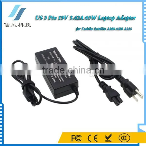 Black 19V 3.42A 65W AC Adapter Charger for Toshiba A200 A205 A215 Power Adapter photo-2