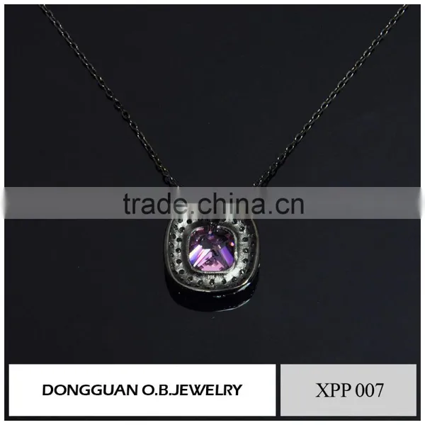 Fashion 925 Silver Pendant Designs, Pink Diamond Crystal Pendant Necklace photo-2
