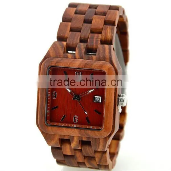 Wholesale Fashion Wood Wrist Watch With Custom Logo Red Sandalwood Wrist Watch photo-3