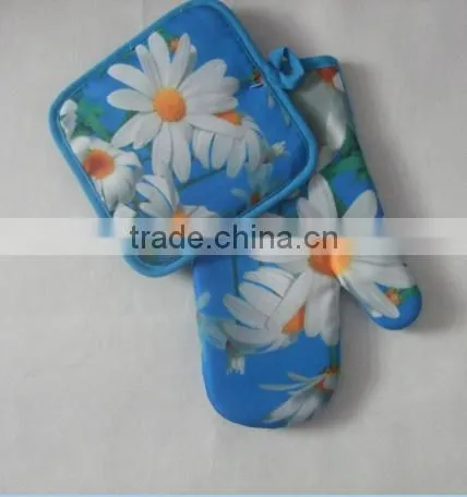 Kitchen Set Orange Color Photo Printing Poly Material (twill) 17*17cm Pot Holder 17*27cm Glove photo-3