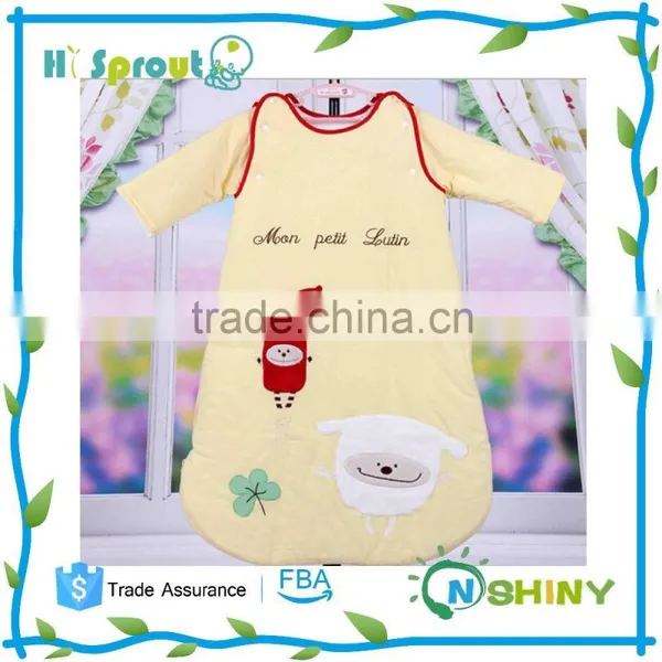 Children's 100% Cotton Baby Long Sleeve Sleeping Bag Detachable Sleeve and Detachable Cotton Fillings Quilt for Four Seasons