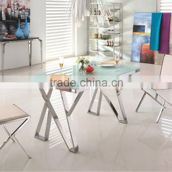 Metal Legs Glass Dining Table Set