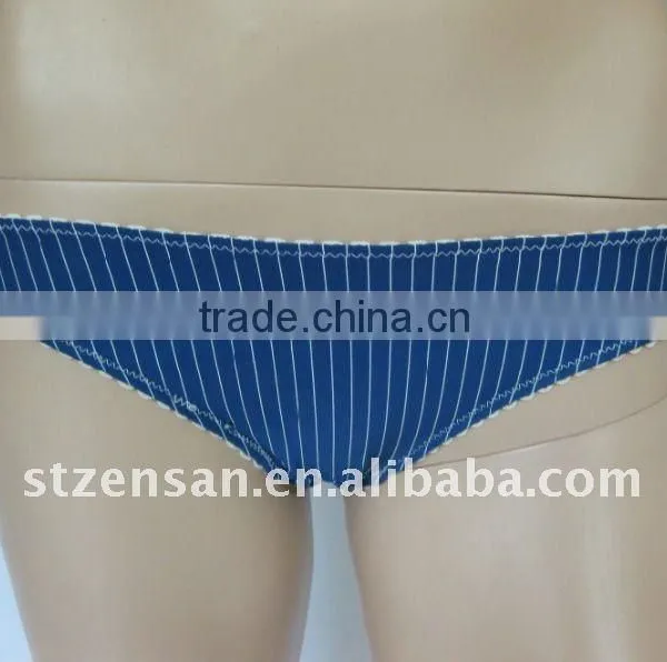 Stripe Print Thong With Bandage Underwear