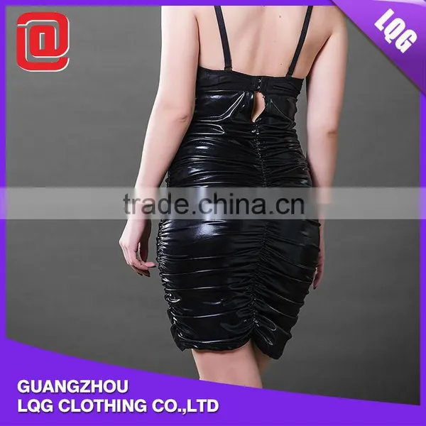 Leather Rhinestone Beaded Young Sexi Girl Sexy Nighty Dress photo-3