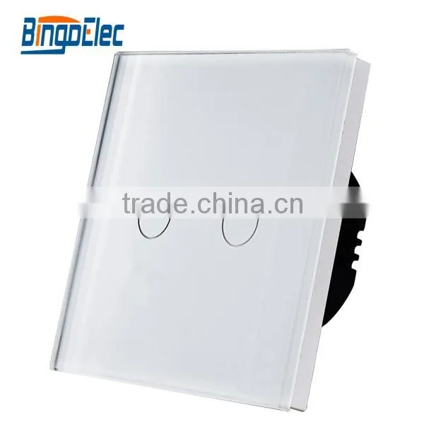 UK 2 Gang Toughened Glass Panel Touch Wall Light Switch BINGO ELEC photo-3