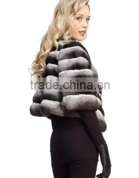 2015 Winter Genuine Rex Rabbit Fur Coat RR01 photo-3