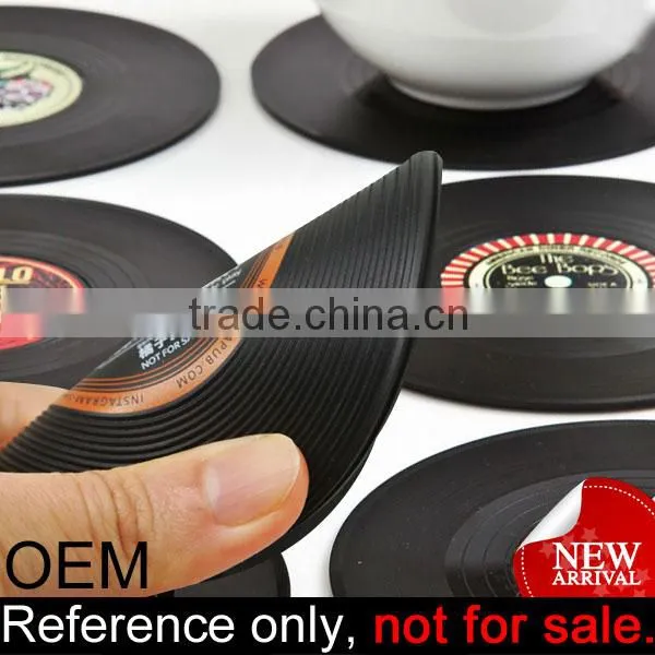 Promotional Custom Soft PVC Retro Turntable Black Vinyl Record Coaster photo-2