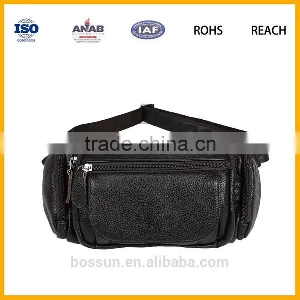 Black Men Genuine Leather Waist Bag High Quality Waterproof photo-2