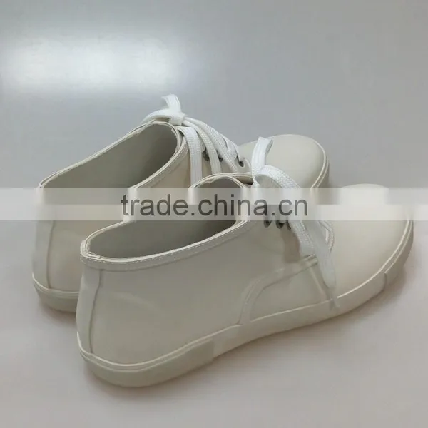 Womens White Ankle Rubber Rain Shoes photo-2