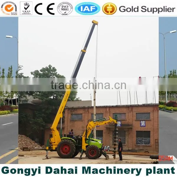 Pole Hole Digging Earth Anuger Equipment on Tractor With 5 Tons Crane photo-3