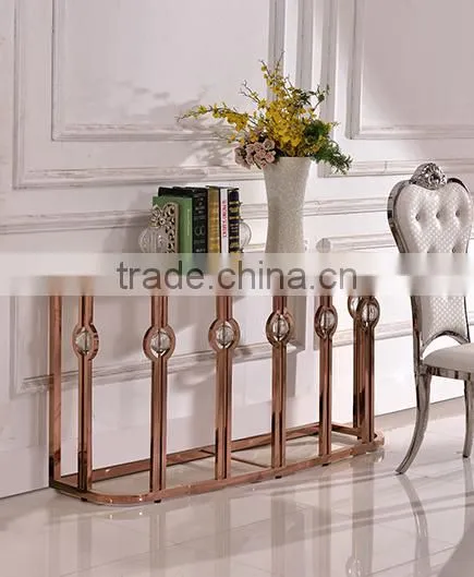 F346 2015 Hot Sale Glass Top Modern Stainless Steel Console Table photo-4