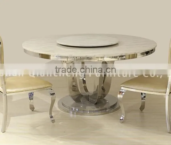 Marble Round Dining Table for 6 People With Lazy Susan Hotel Furniture photo-5