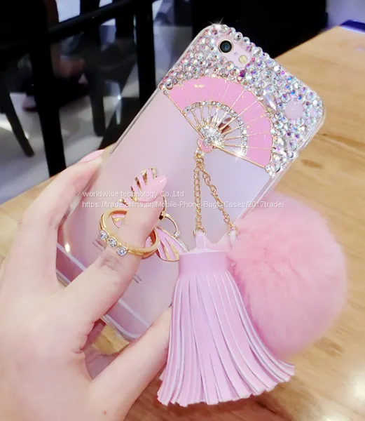 Soft Tpu Diamond Cell Phone Cover Case Silicone Mobile Phone Cases for IPhone7/7Plus/6/6s/6plus/6splus Fluffy Ball Shell photo-4
