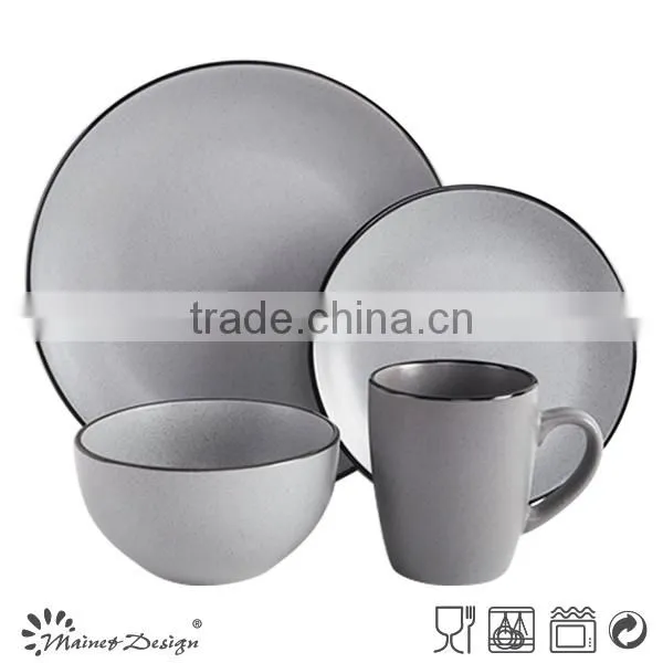 Ceramic Matt Glaze Sesame Dot Solid Color Breakfast Dinnerware Set photo-2
