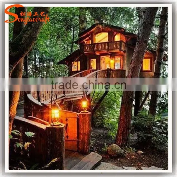 China Factory Manufacture Make Artificial Fiber Glass Tree House photo-2