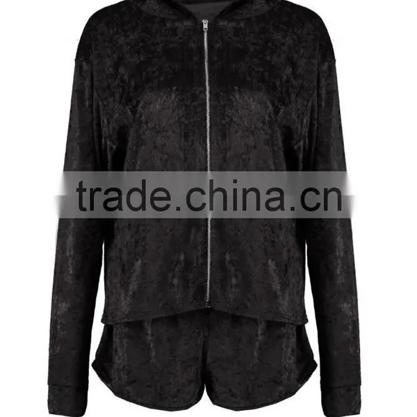 Velvet Jackets Velour Short And Hoodie Jackets Set, Wholesale Designer Clothing photo-6