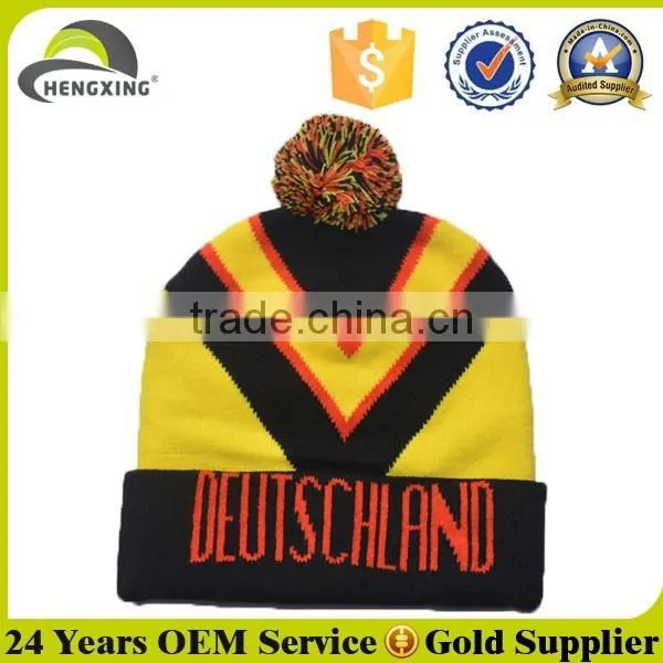 Knitted Embrodiery Hat With Pom Ball photo-2