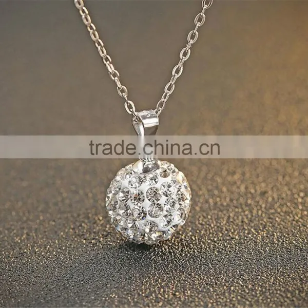 925 Sterling Silver Fresh Rhodium Plated Ball Shape Pendant Necklace photo-2