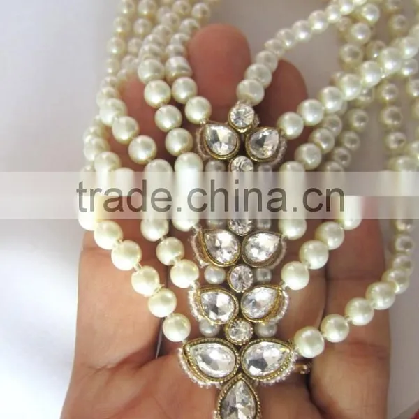 MATHAPATTI DAMINI MAANG Tikka TIKA BINDI PEARL POLKI Hair Accessory photo-3