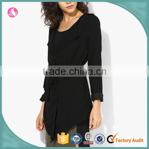 Custom Wholesale Elegant Woman Long Jacket Black Parka Women Winter Coats Latest Apparel photo-3