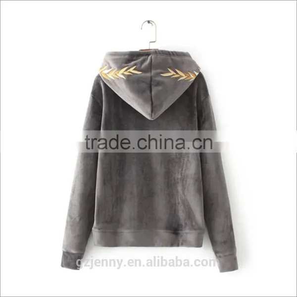 2017 Chinese Wholesale Custom Competitive Price Casual Zip Velvet Tracksuit photo-4