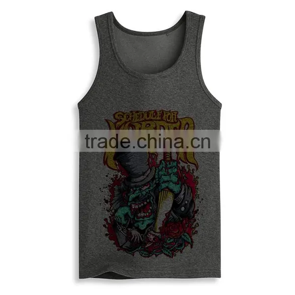 OEM ODM Fancy Design Bodybuilding Slim Fit Cotton Wholesale Gym Tank Top Men photo-3