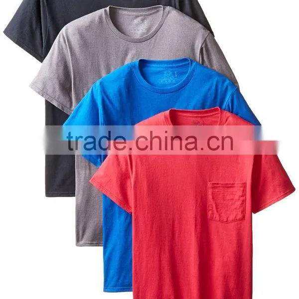 Men's 4-Pack Pocket Crew-Neck T-Shirt - Colors Black Grey Blue Red